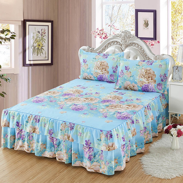 light blue bed skirt queen