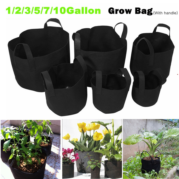 Fabric Pots Round Plant Pouch Root Container Grow Bag Aeration Container 3 SIZES 