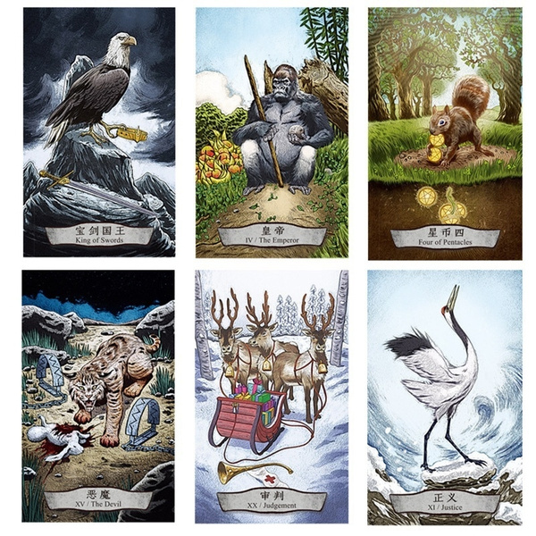 Animal Tarot Board Game 78 PCS/Set New Design Cards Game Chinese/English  Edition Tarot Board Game For Family/Friends