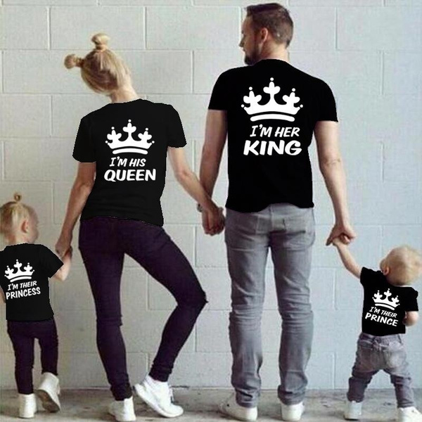 The King & His Queen Couple T Shirt  His' and Her Sweatshirt Pullover Hoodie Top 