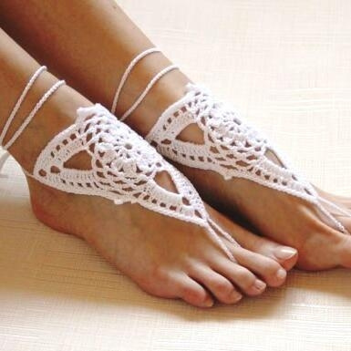 Crochet Barefoot Sandals, Brown Nude Shoes, Wedding Foot Jewellery