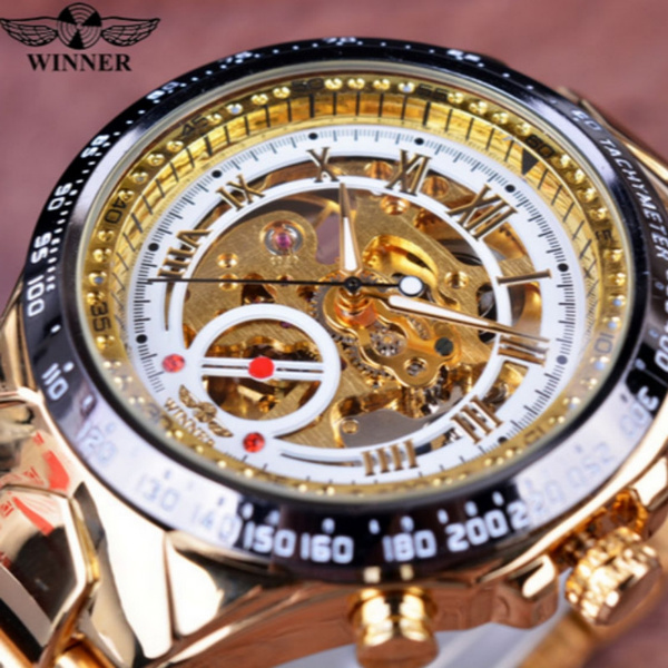 Gewinner Nummer Sport Design Lunette Goldene Uhr Herrenuhren Top Marken Luxus Montre Homme Uhr Manner Automatische Skeleton Uhr Mit Geschenkbox Wish