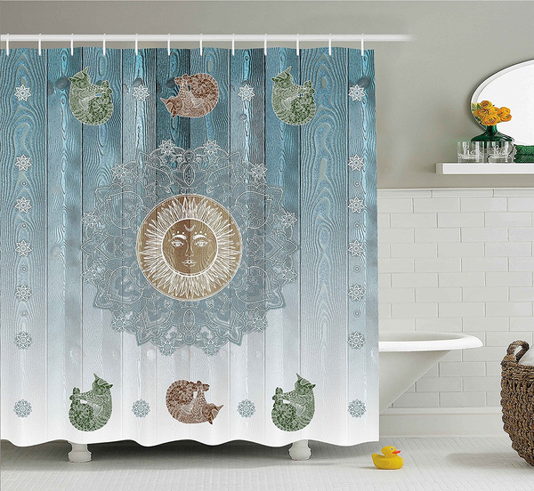 Hippie Decor Shower Curtain Pagan Sun, Pagan Shower Curtain