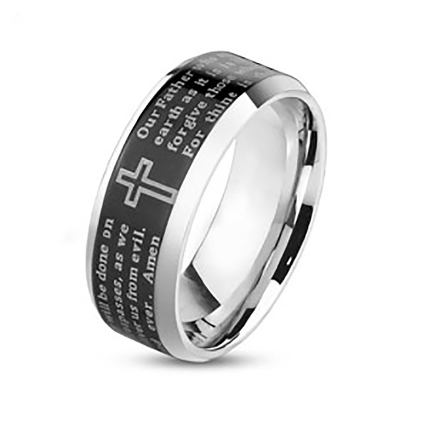 Mens wedding band discount with lord's prayer