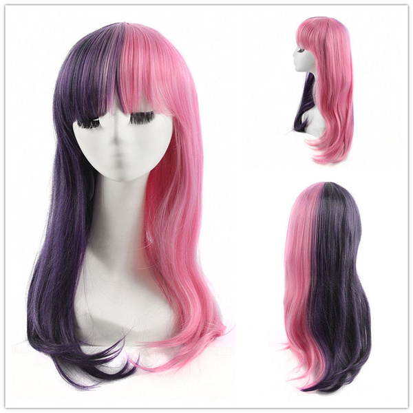 Melanie Martinez Cosplay Half Purple Half Pink Wig Long Straight Women Wigs Wish