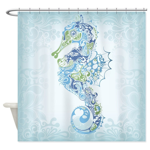 Beautiful Seahorse Decorative Fabric Shower Curtain Wish Decorative Fabric Shower Curtain, Seahorse Shower Curtain