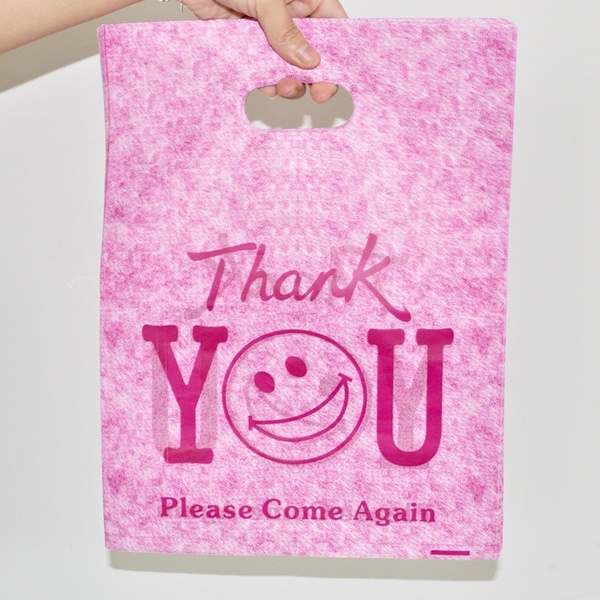 Wholesale Hot Pink Thank You Design Plastic Bag 20x25cm 50pcs