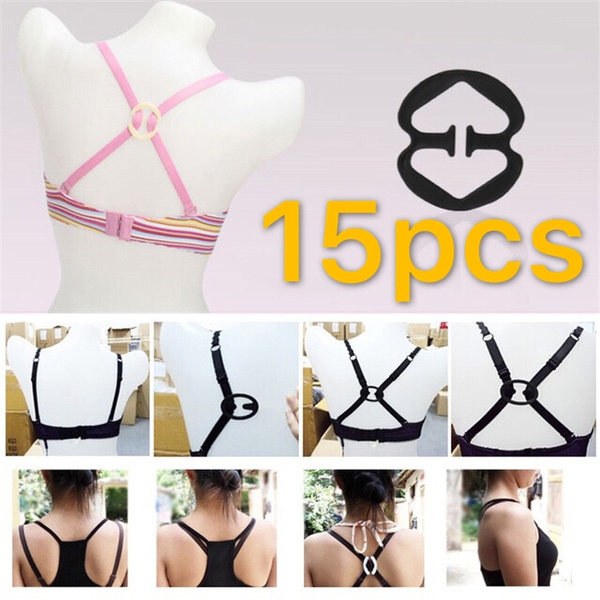 15PCS three Shape Fashion Sexy Women Bra Buckle Clips Back Strap Holder  Perfect Easy Adjust Party Bkini Belt Clip Cleavage Hot