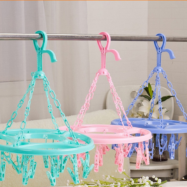Home 18 Clips *Plastic Round Dryer Socks Hanger Racks Environmentally