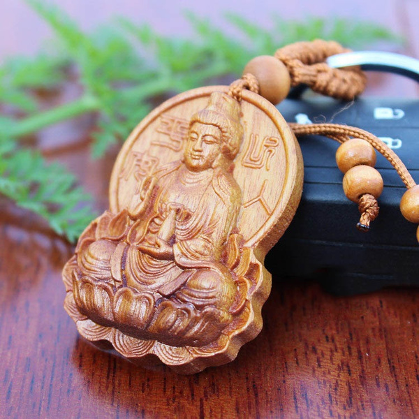 wooden buddha pendant