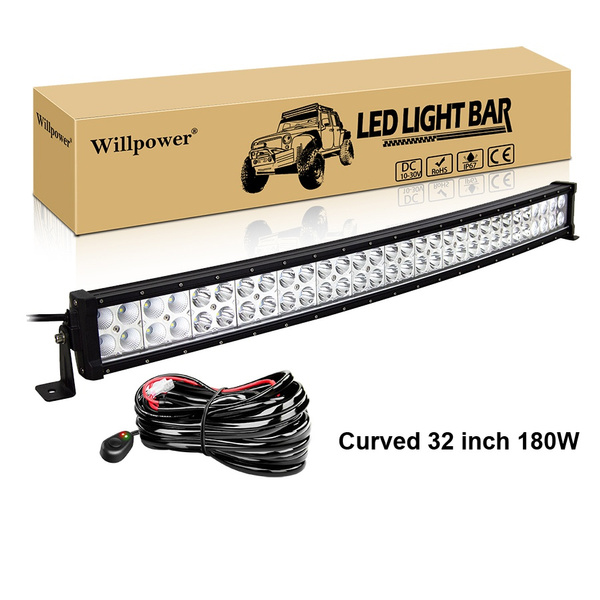 Willpower 32 Inch 180W 10-30V Curved LED Work Light Bar IP67 Waterproof  Flood Spot Combo Beam for Offroad SUV UTE ATV Truck LED work lights Driving