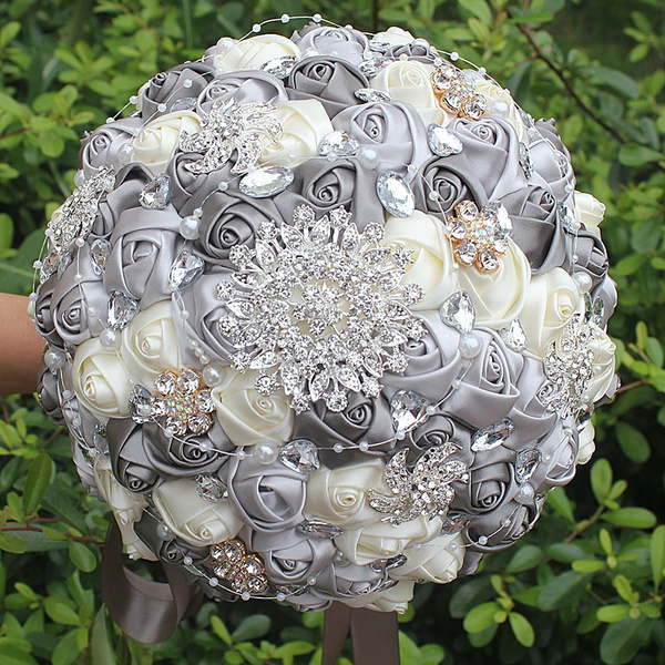 Silver Bridesmaid Bouquet Holder, Luxury Bridal Accessories