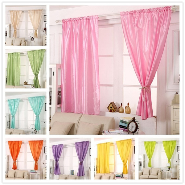 1pc Window Kitchen Bathroom Curtain Door Divider Sheer Panel Drapes Scarf Curtain Solid Color Wish