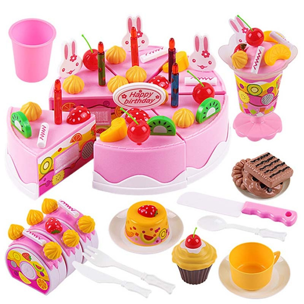 Plastic Birthday Cake Toy Kitchen Educational Toy Children Play Food ABS Nice 