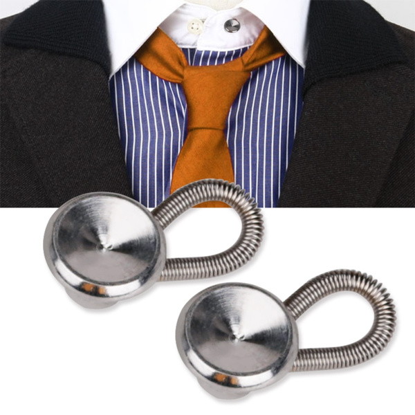 5 Pcs Metal Shirt Collar Extenders Stretch Collar Neck Extenders Elastic Collar  Button For Dress Shirt
