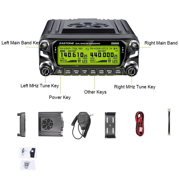 The screen display for Zastone D9000 Car Mobile transceiver Radio 