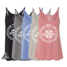 Women's Fashion GOOD VIBES ONLY Letters Printed Sleeveless Casual Cotton Yoga Hippie Tank Top