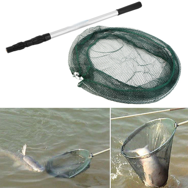 Foldable Fishing Landing Net with Telescoping Handle 3 Section Extending  Pole