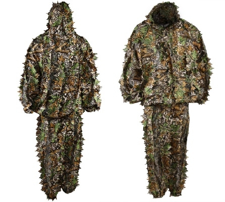Ghillie Suit 3D Lightweight Hooded Camouflage Ghillie Breathable Hunting Suit 