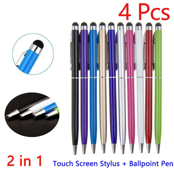 4 Pcs/set 2 in 1 Touch Screen Capacitive Stylus Pen + Ballpoint Pen For