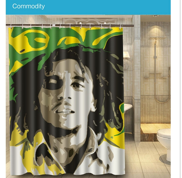 2018 New Fabric Waterproof Bathroom Bob, Bob Marley Shower Curtain