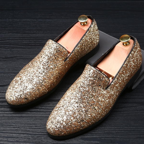 Men's Fashion Pointed Toe Diamond Bright Shoes Casual Club Flat ...