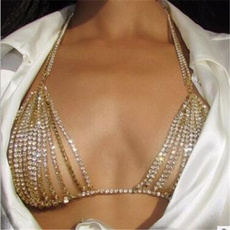 New Shiny Crystal Bra Chest Women Body Chain Harness Jewelry