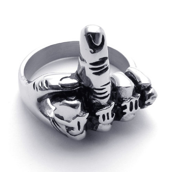 Biker Punk Skull Hand Ring for Men Fashion Jewelry Stainless Steel Rings