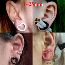 1 Pair Heart Hollow Shape Acrylic Double Flare Ear Tunnels Gauges Plugs Earlets Ear Piercing Jewelry