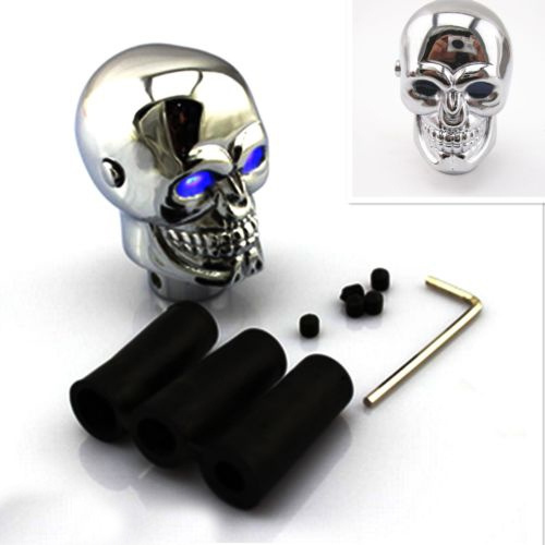 3D Skull Head Blue Eye Light Manual Operation Car Gear Shift Knob