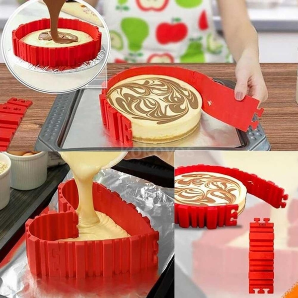 4Pcs/ Lot Bottomless Cake Tin Bake Snake by HJHY Silicone Bake Cake Mould DIY Creates Any Shapes