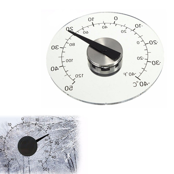 Circular Transparent Outdoor Window Thermometer Temperature