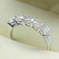 Queen Brilliance 1.5 ct Engagement Wedding Band Half Eternity ...