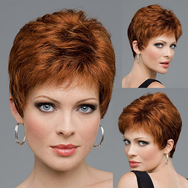 Women Auburn Color Wigs Short Halloween Wig Costume Party Wigs