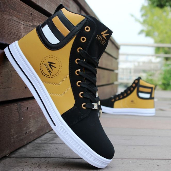 Mens Round Toe High Top Sneakers Casual Lace Up Skateboard Shoes Newest ...