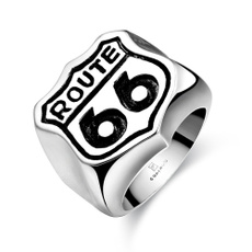 2017 Fashion Stainless Steel USA Biker Road ROUTE 66 Ring For Men Motor Biker Men''s Jewelry Ring Size 7-13