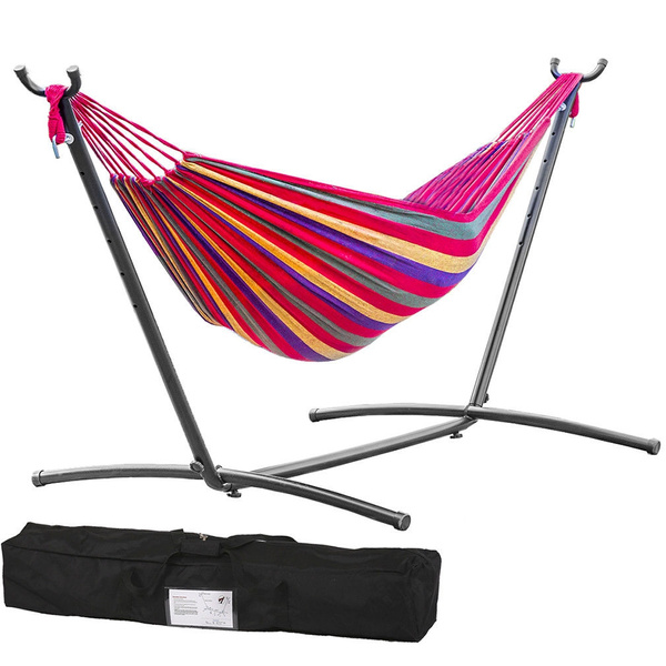 double hammock with space saving steel stand