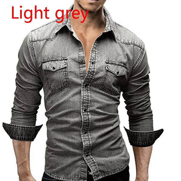 Grey colour denim shirt Clearance