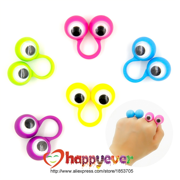 10x eye finger puppets plastic rings with wiggle eyes party favors kids gifts LL 