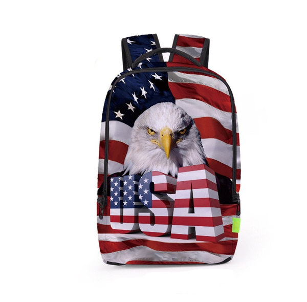 School Backpack Eagle American Flag Girls College Laptop Bookbag Outdoor Rucksack