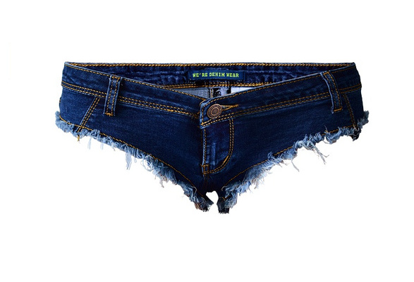 thong denim shorts