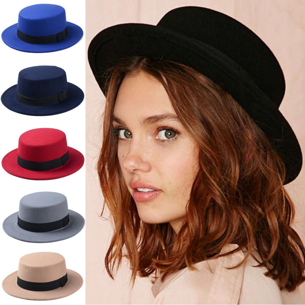 Men Women Boater Hats Sailor Wide Brim 