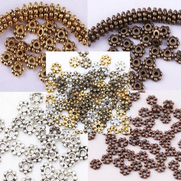 Free Shipping 400pcs Tibetan Antique Silver/Golden/Bronze Daisy Spacer Bead 4mm 