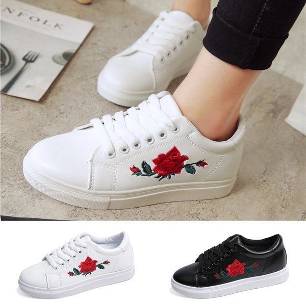 White shoes sales with roses