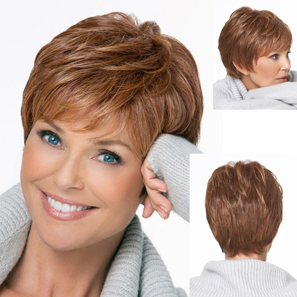 Male Wig Short Natural Haircuts Red Brown Hair Wigs for Woman Synthetic Hair Replacement Wigs