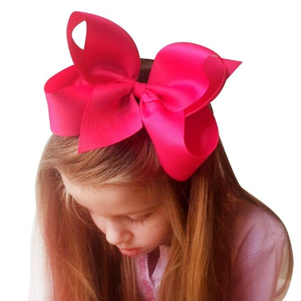 Big Hair Bow Girls Solid Ribbon Hair Bows With Clip Boutique HairClip | Wish