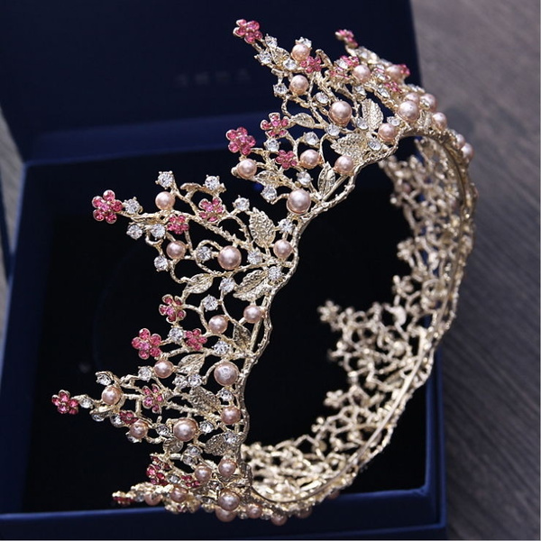 Details about / 7cm HighFull Crystal Pearl Luxury Wedding Bridal Party Pageant Prom Tiara Crown