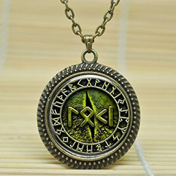 Rune Circle Pendant Necklace Glass 