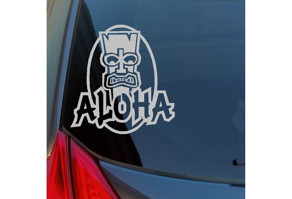 Aloha Tiki vinyl sticker decal Maui Oahu Polynesian Hawaiian God statue idol 808 