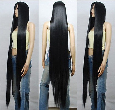 150cm Long Kasugano Tsubaki Black Hair Anime The Future Diary Mirai Nikki Wigs Wish